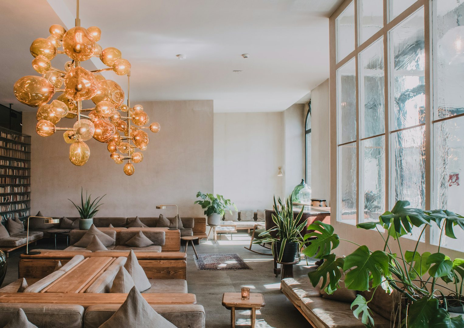 the lobby of Michelberger Hotel